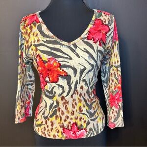 Y2K Floral Animal Print Women's Top